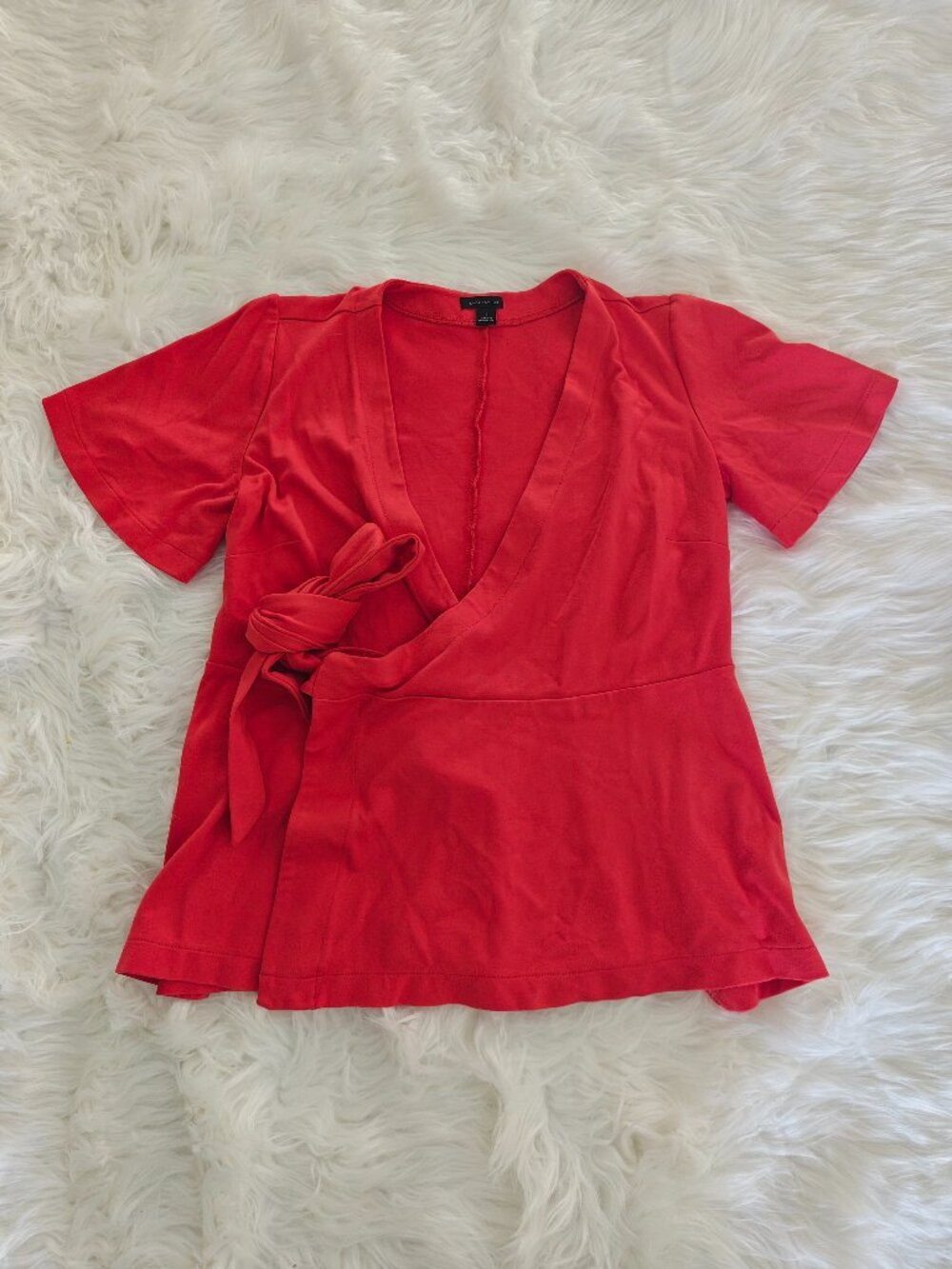 Ann Taylor Red Wrap Blouse, Size Small